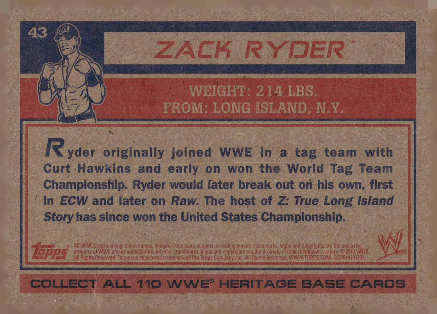 2012 Topps Heritage WWE #43 Zack Ryder