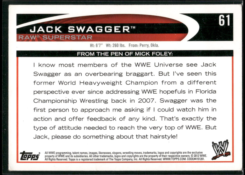 2012 Topps WWE #61 Jack Swagger Blue