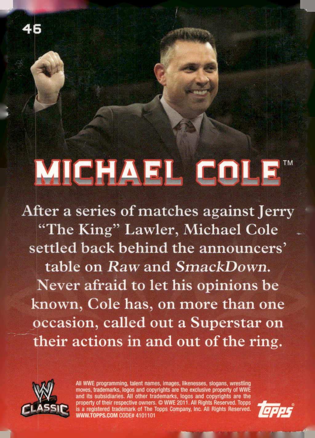 2011 Topps WWE Classic #46 Michael Cole