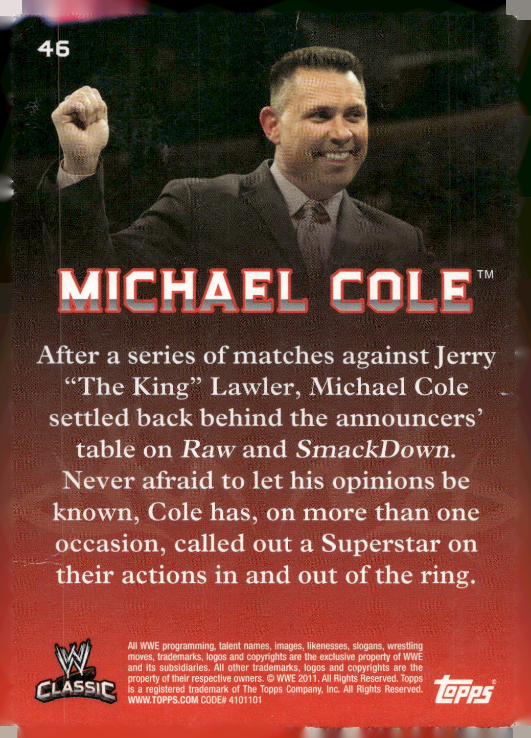 2011 Topps WWE Classic #46 Michael Cole
