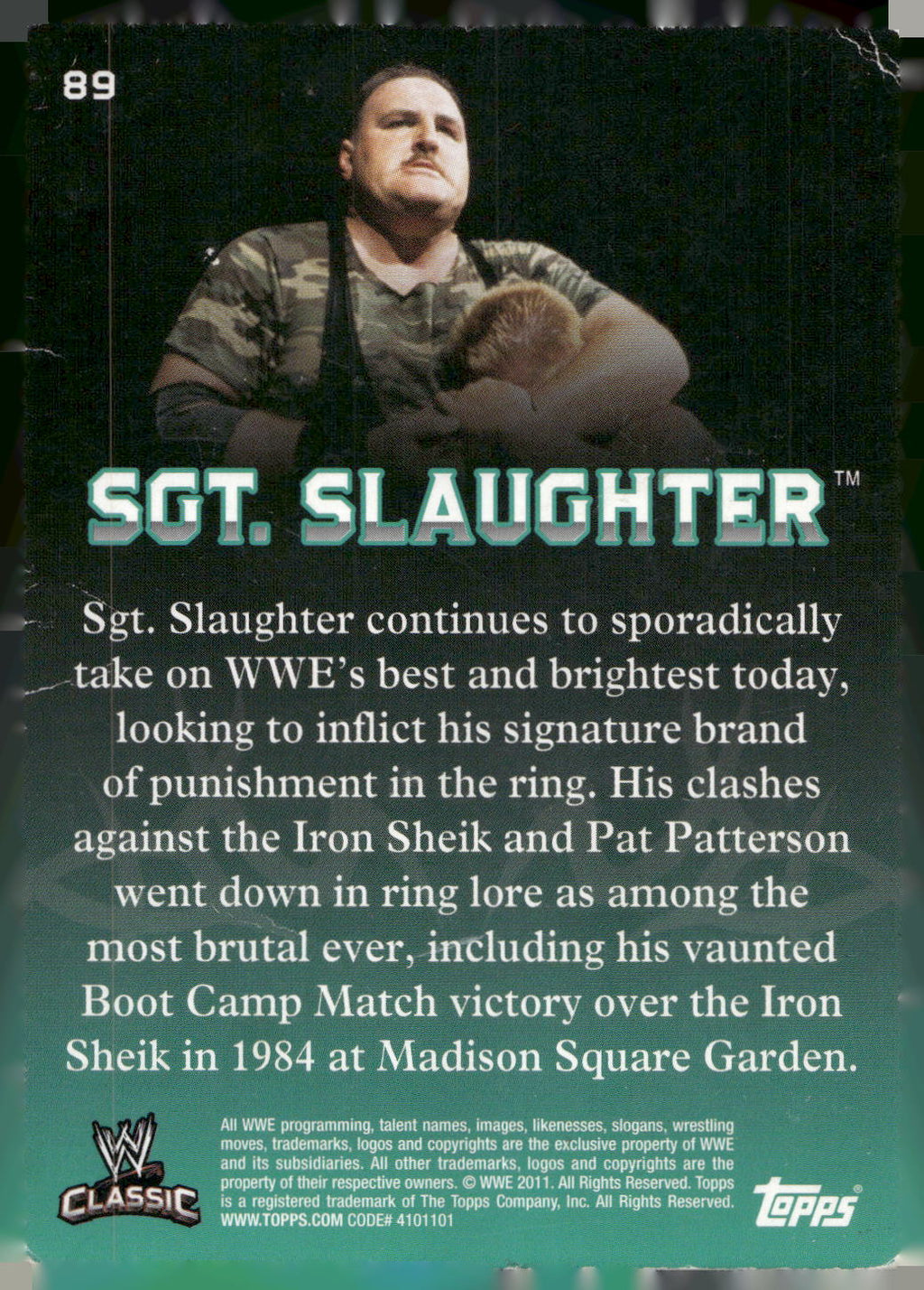 2011 Topps WWE Classic #89 Sgt. Slaughter