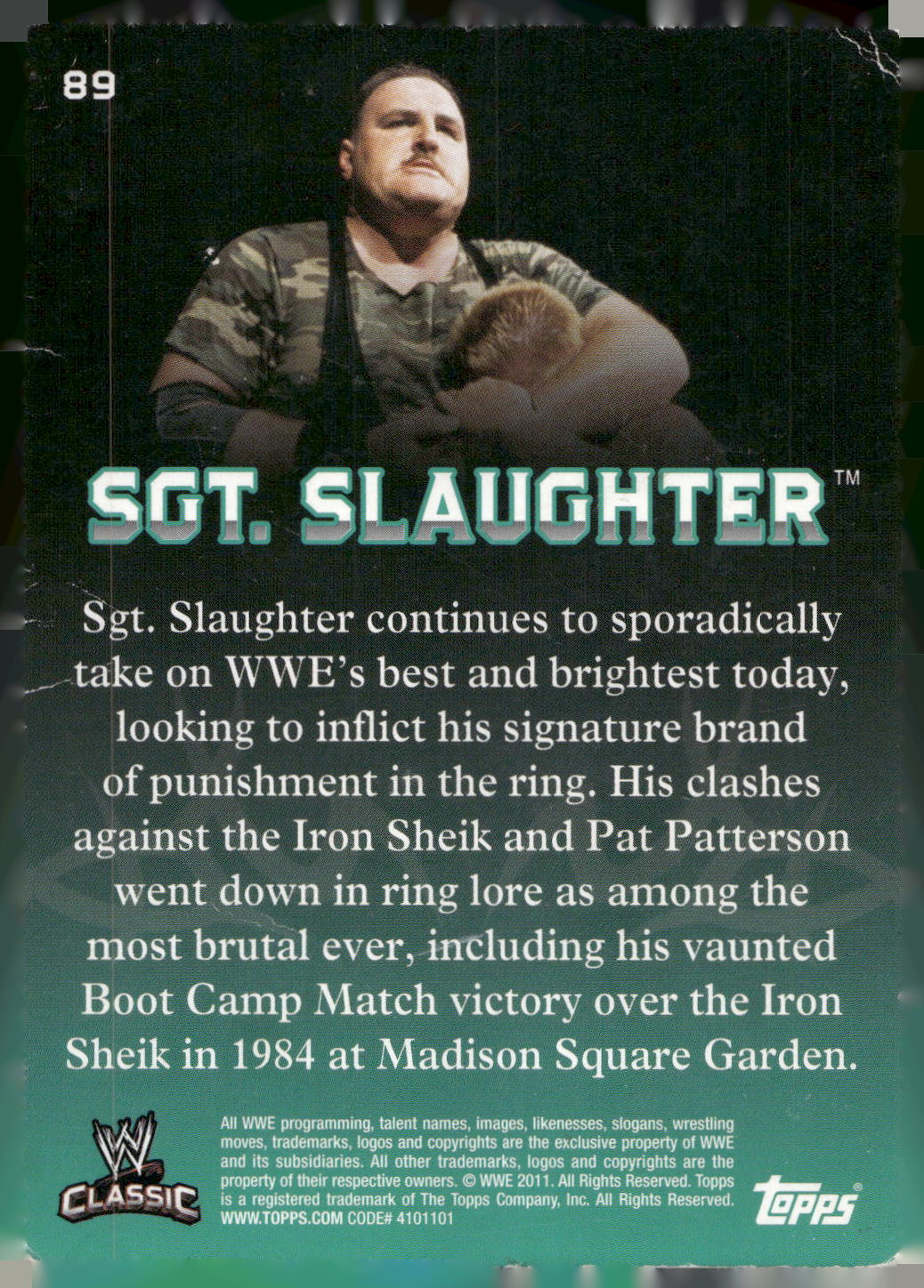 2011 Topps WWE Classic #89 Sgt. Slaughter