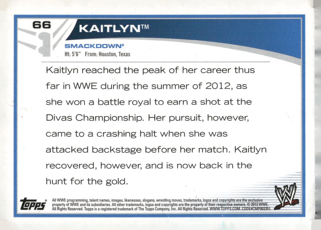 2013 Topps WWE #66 Kaitlyn