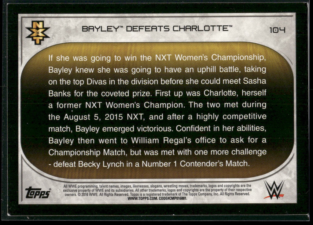 2016 Topps WWE Road to Wrestlemania #104 Bayley