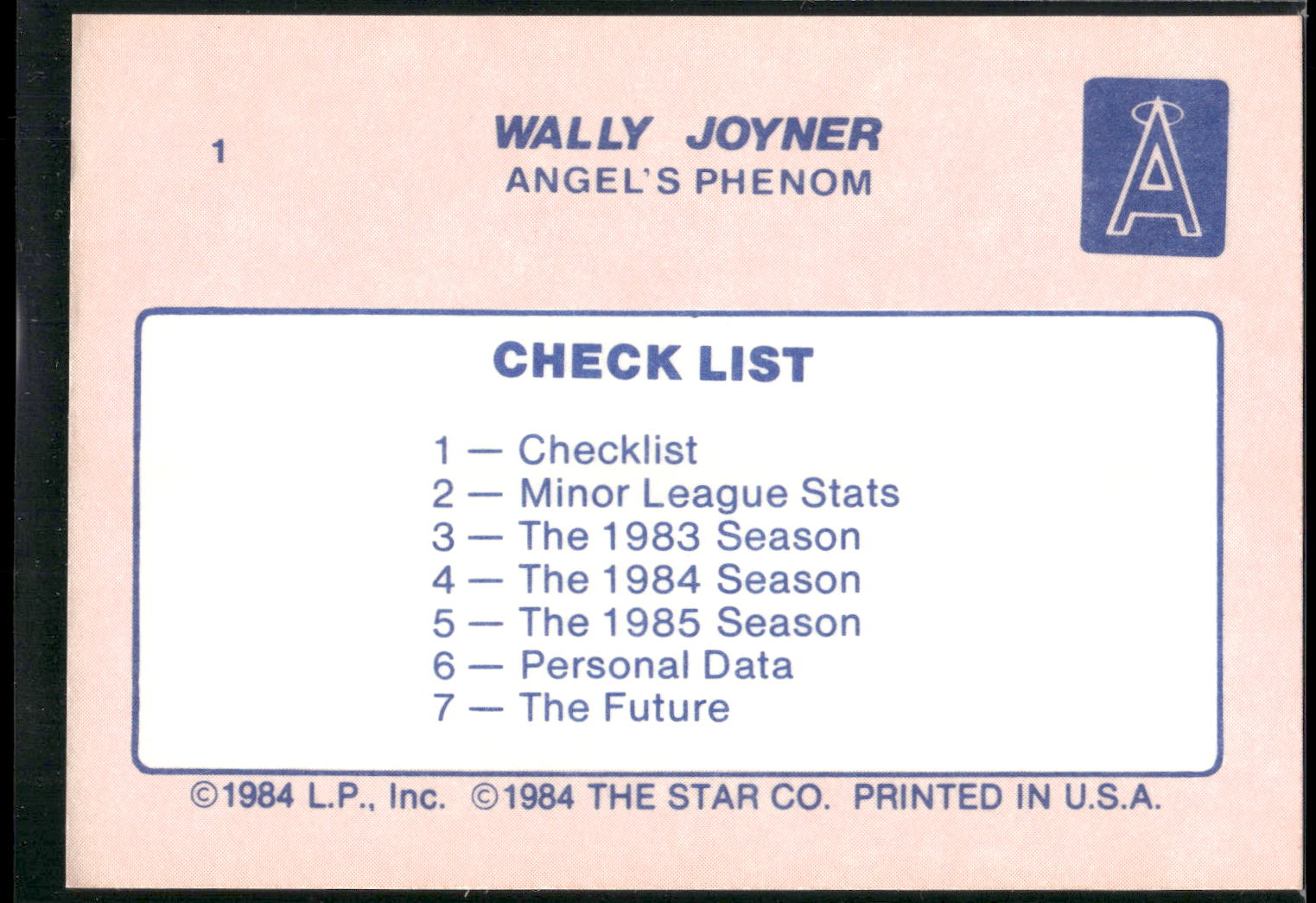 1986 Star Wally Joyner #1 Wally Joyner