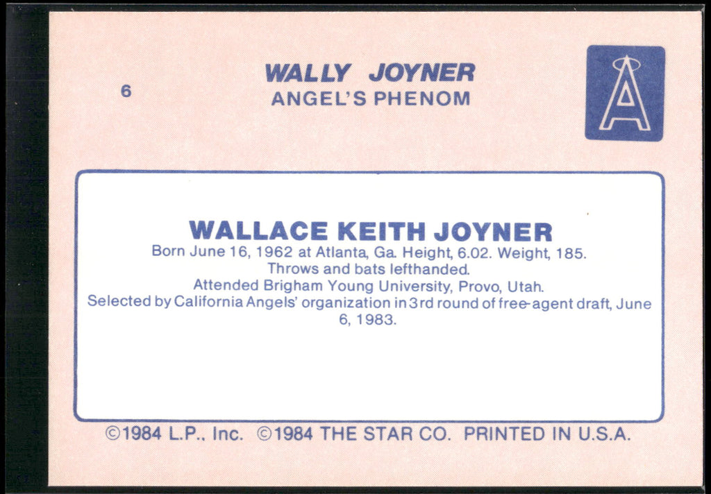 1986 Star Wally Joyner #6 Wally Joyner