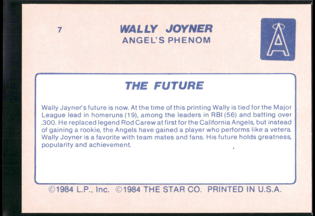 1986 Star Wally Joyner #7 Wally Joyner