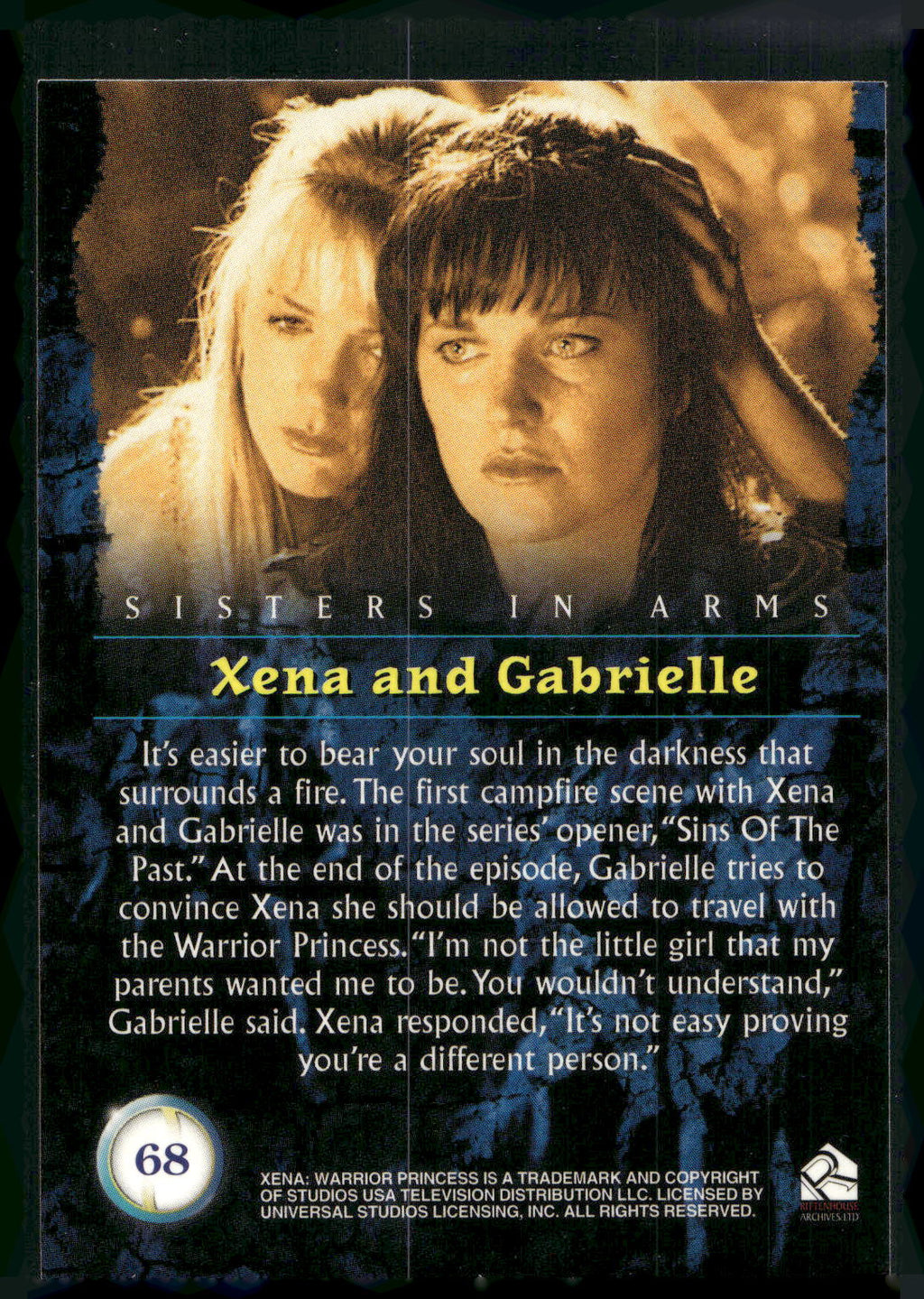 2001 Rittenhouse Xena Seasons 4 & 5 #68 It's easier to bear your soul