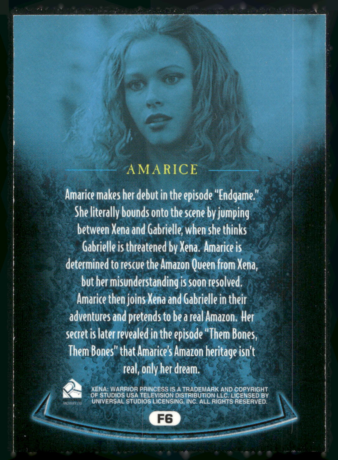 2001 Rittenhouse Xena Seasons 4 & 5 #F6 Amarice Allies