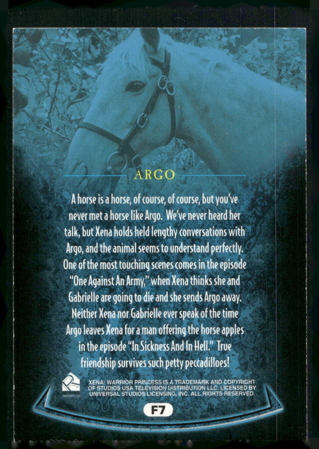 2001 Rittenhouse Xena Seasons 4 & 5 #F7 Argo Allies