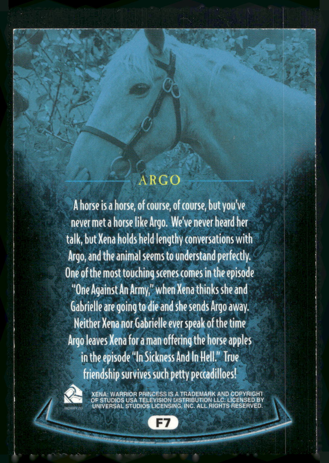 2001 Rittenhouse Xena Seasons 4 & 5 #F7 Argo Allies