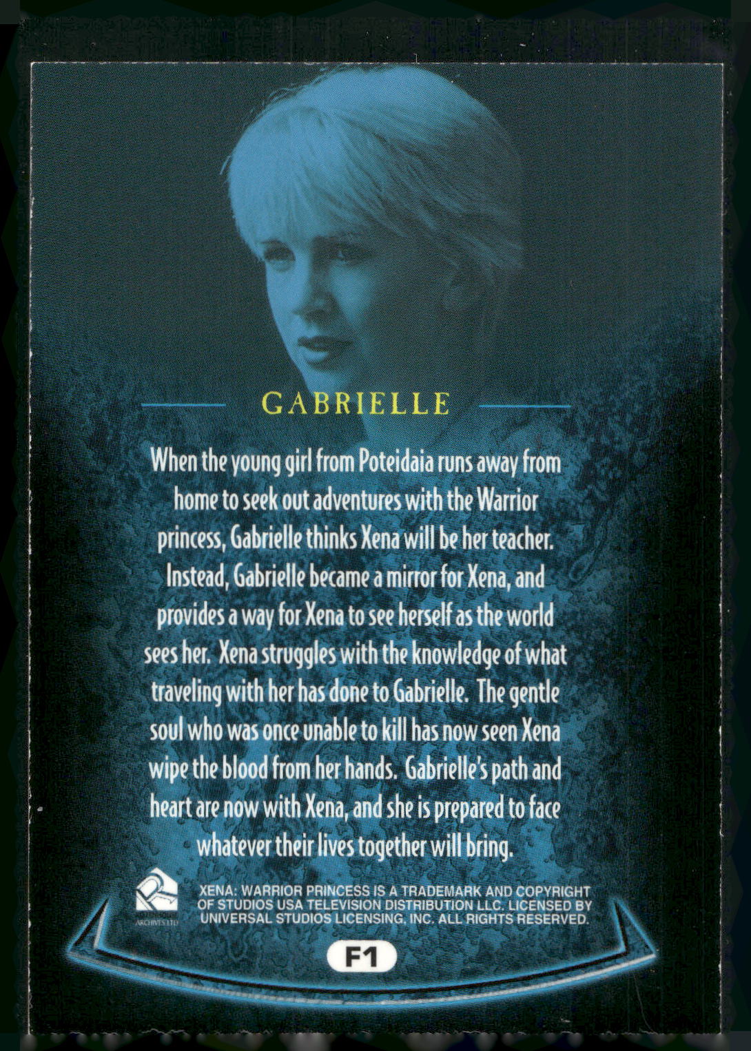 2001 Rittenhouse Xena Seasons 4 & 5 #F1 Gabrielle Allies