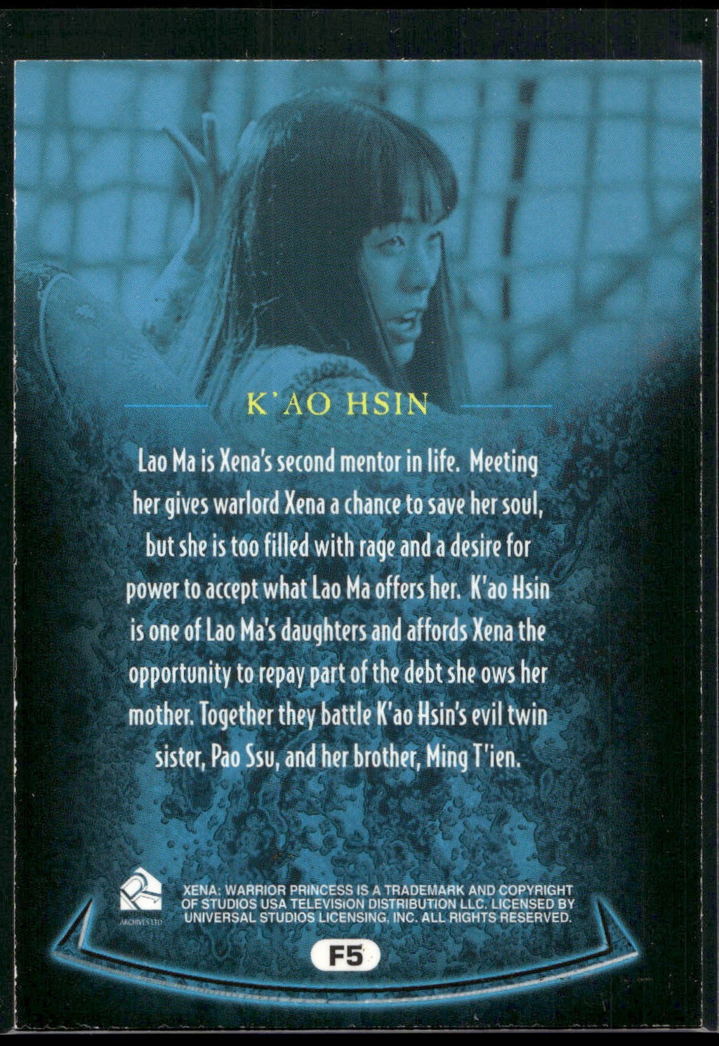 2001 Rittenhouse Xena Seasons 4 & 5 #F5 K'ao Hsin Allies