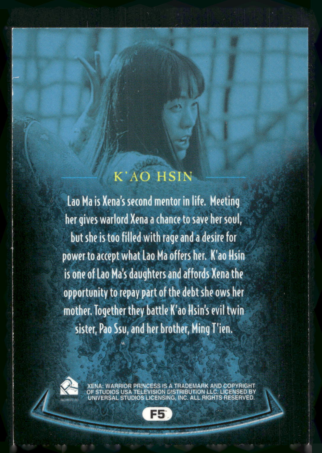 2001 Rittenhouse Xena Seasons 4 & 5 #F5 K'ao Hsin Allies