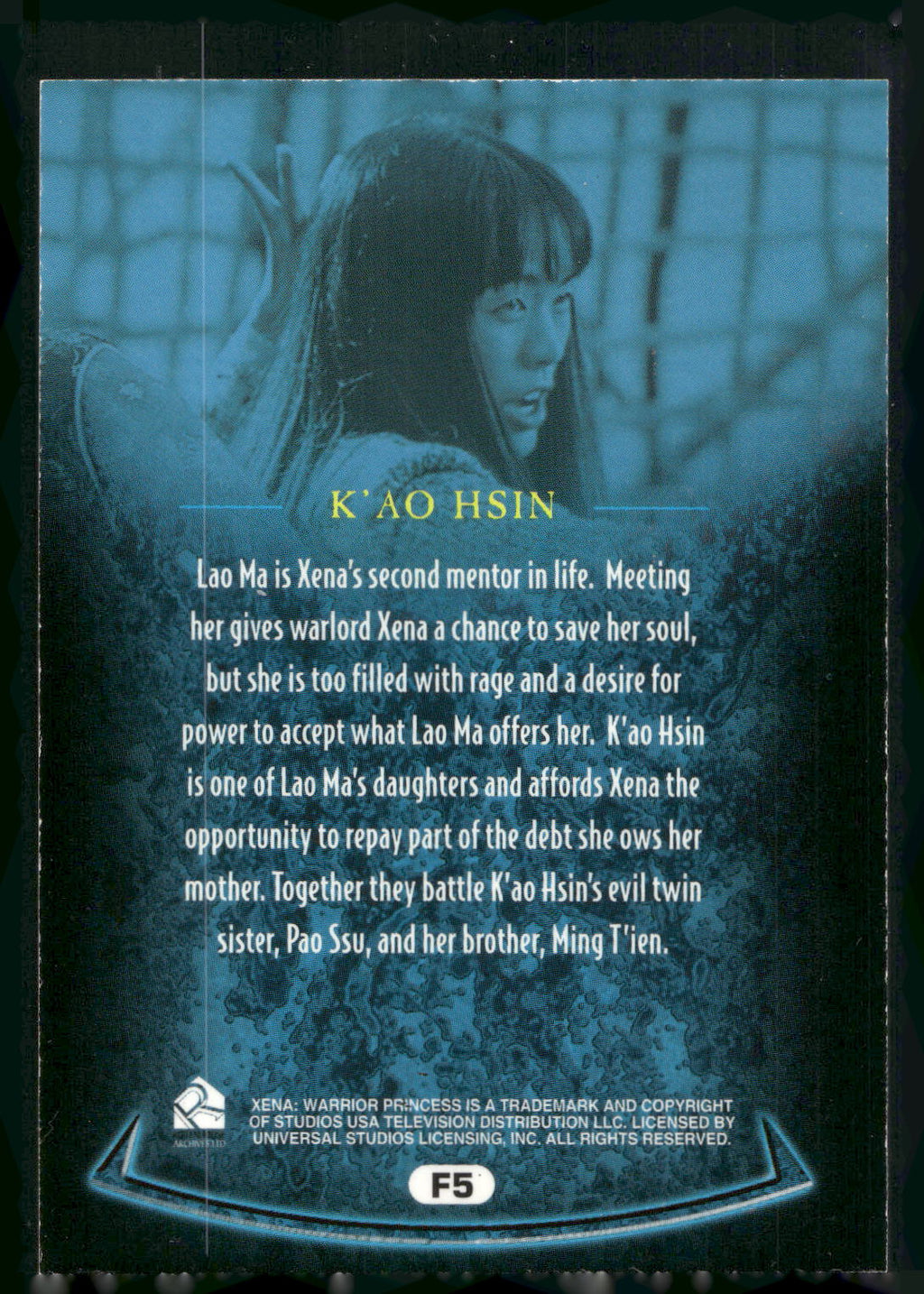 2001 Rittenhouse Xena Seasons 4 & 5 #F5 K'ao Hsin Allies