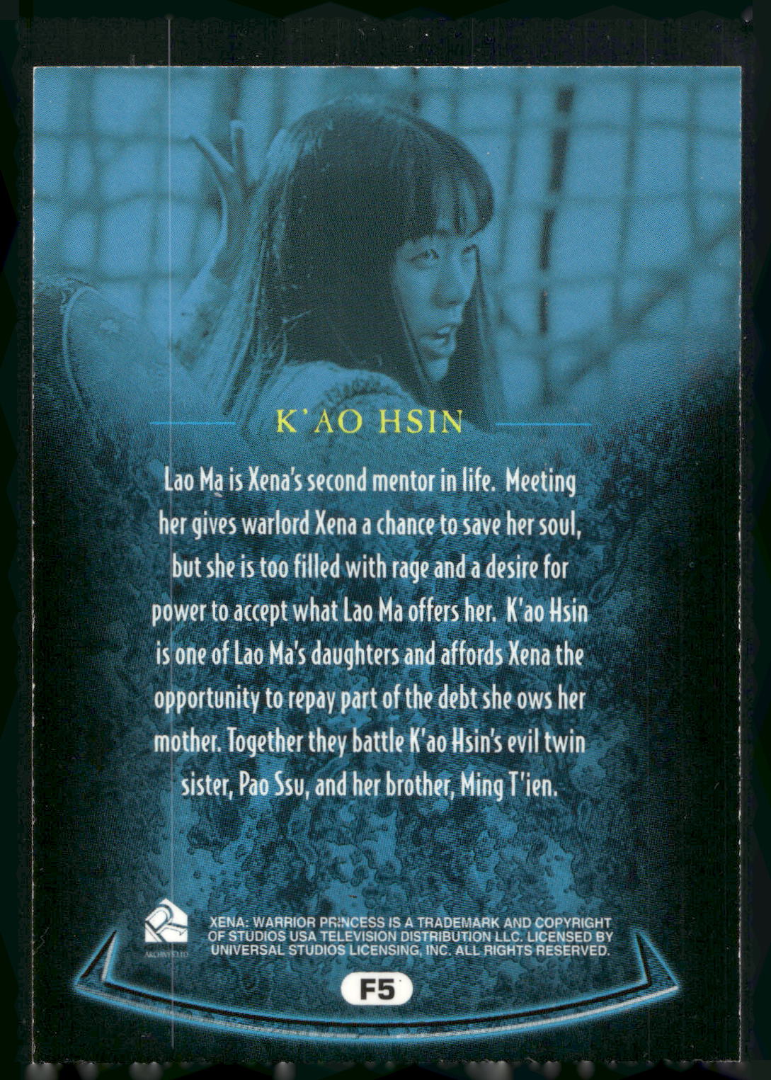 2001 Rittenhouse Xena Seasons 4 & 5 #F5 K'ao Hsin Allies