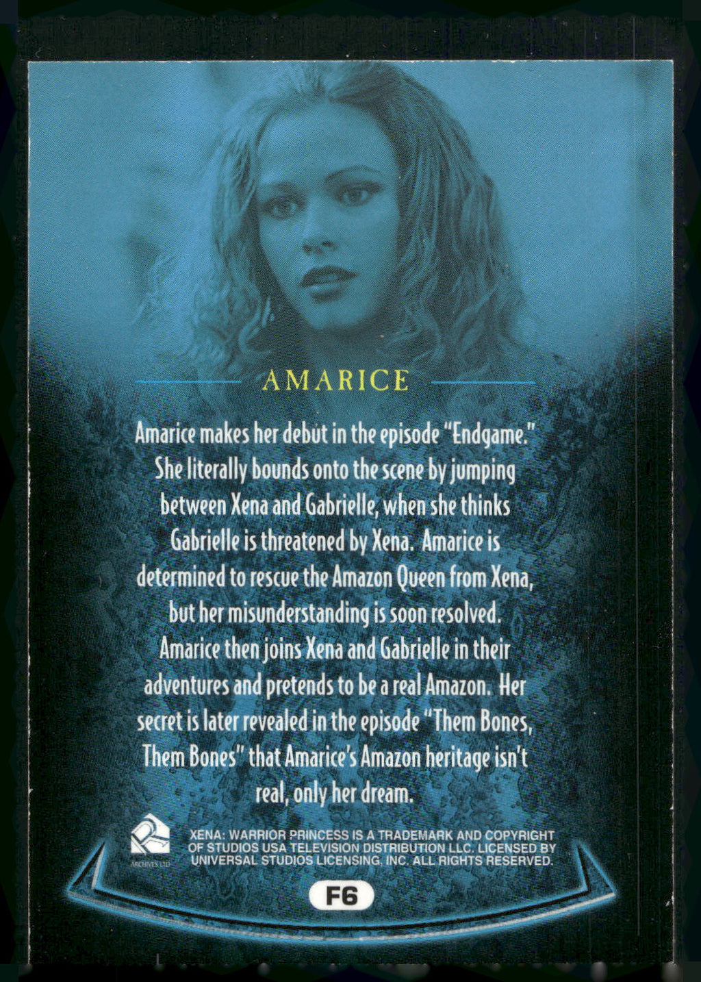 2001 Rittenhouse Xena Seasons 4 & 5 #F6 Amarice Allies