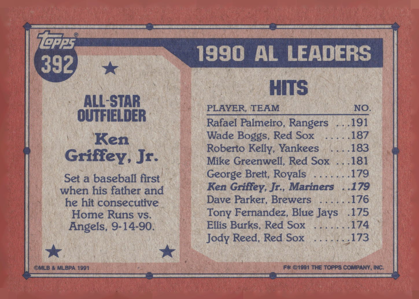1991 Topps #392 Ken Griffey, Jr.