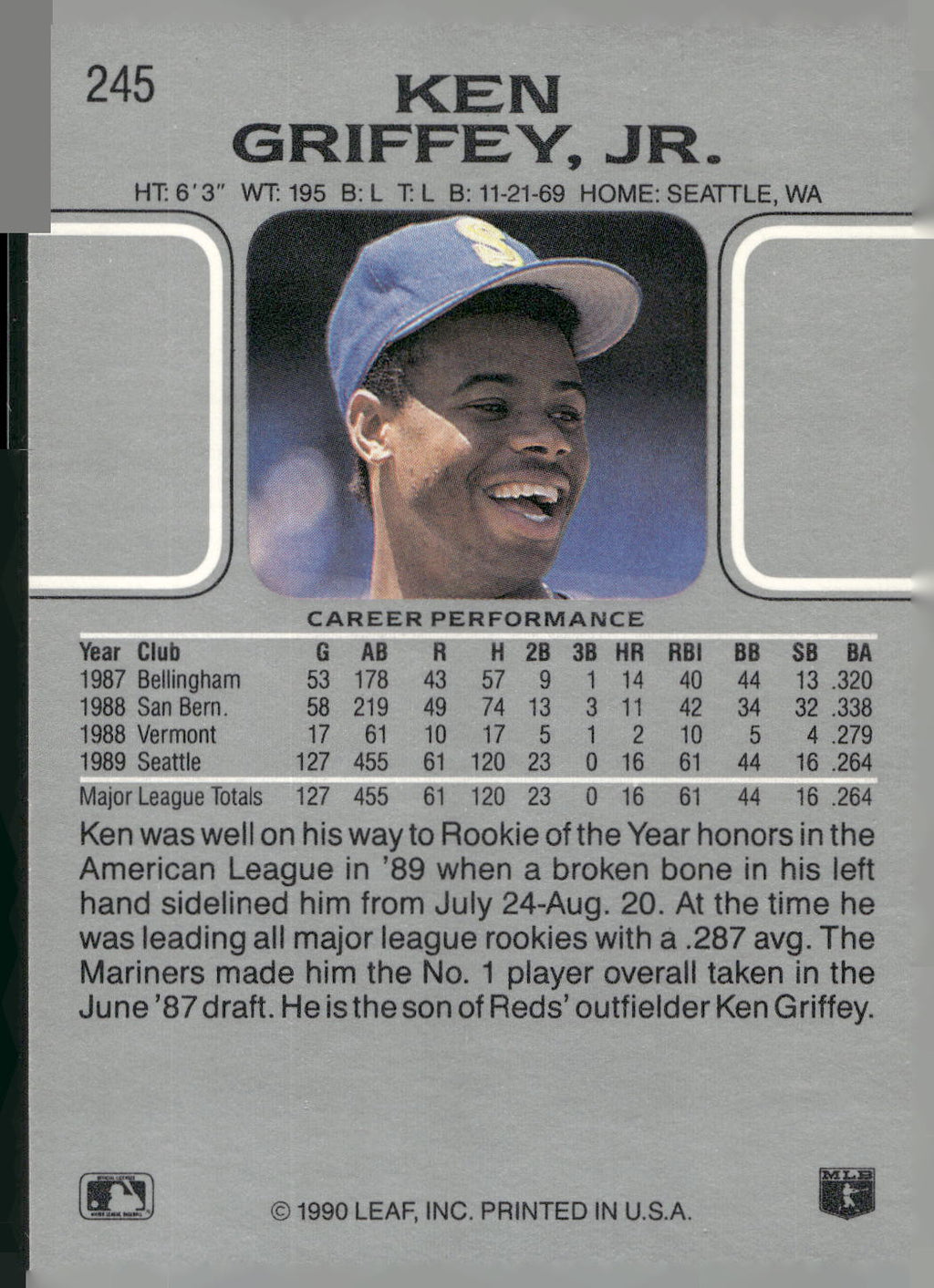 1990 Leaf #245 Ken Griffey Jr.
