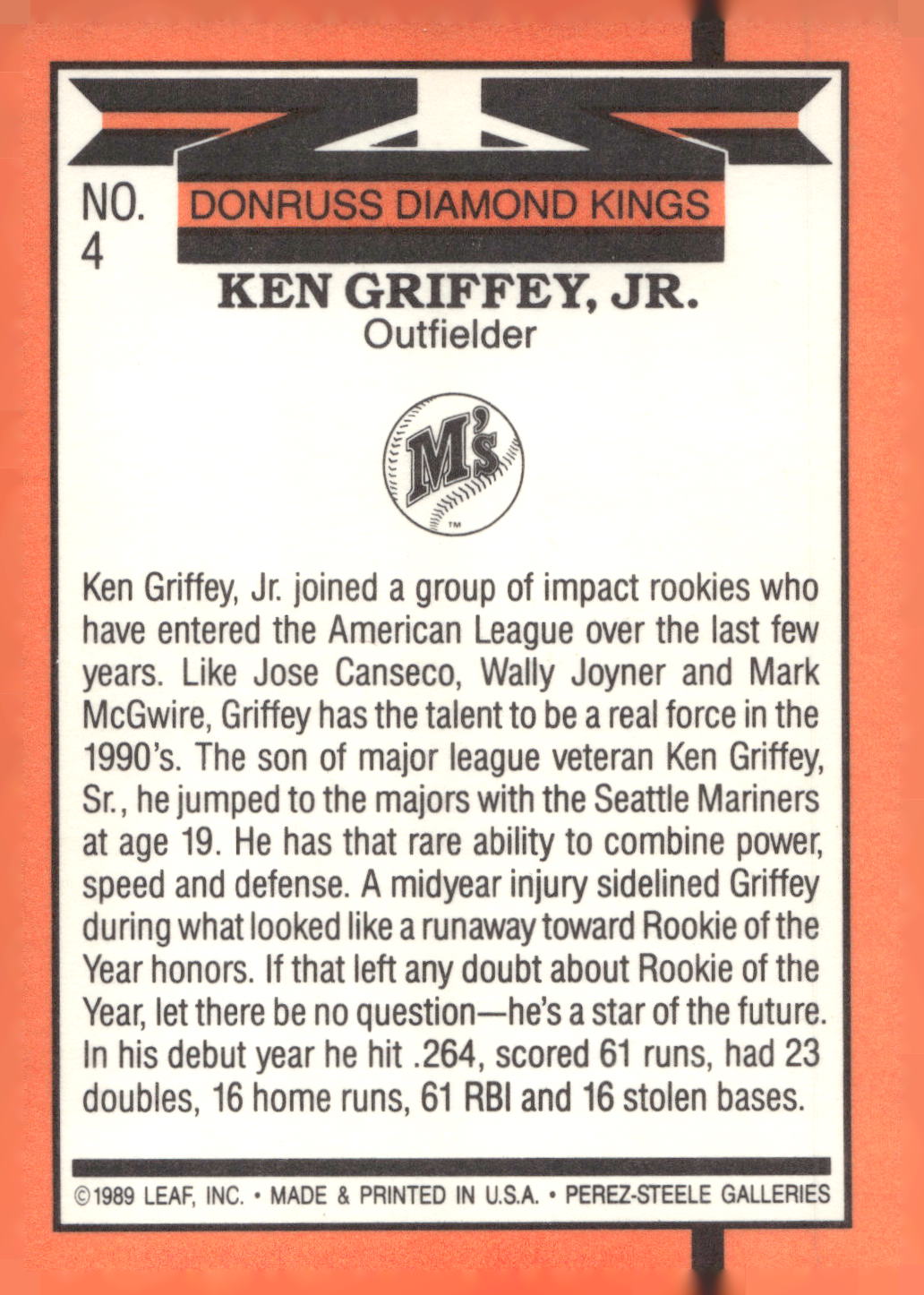 1990 Donruss #4 Ken Griffey Jr.