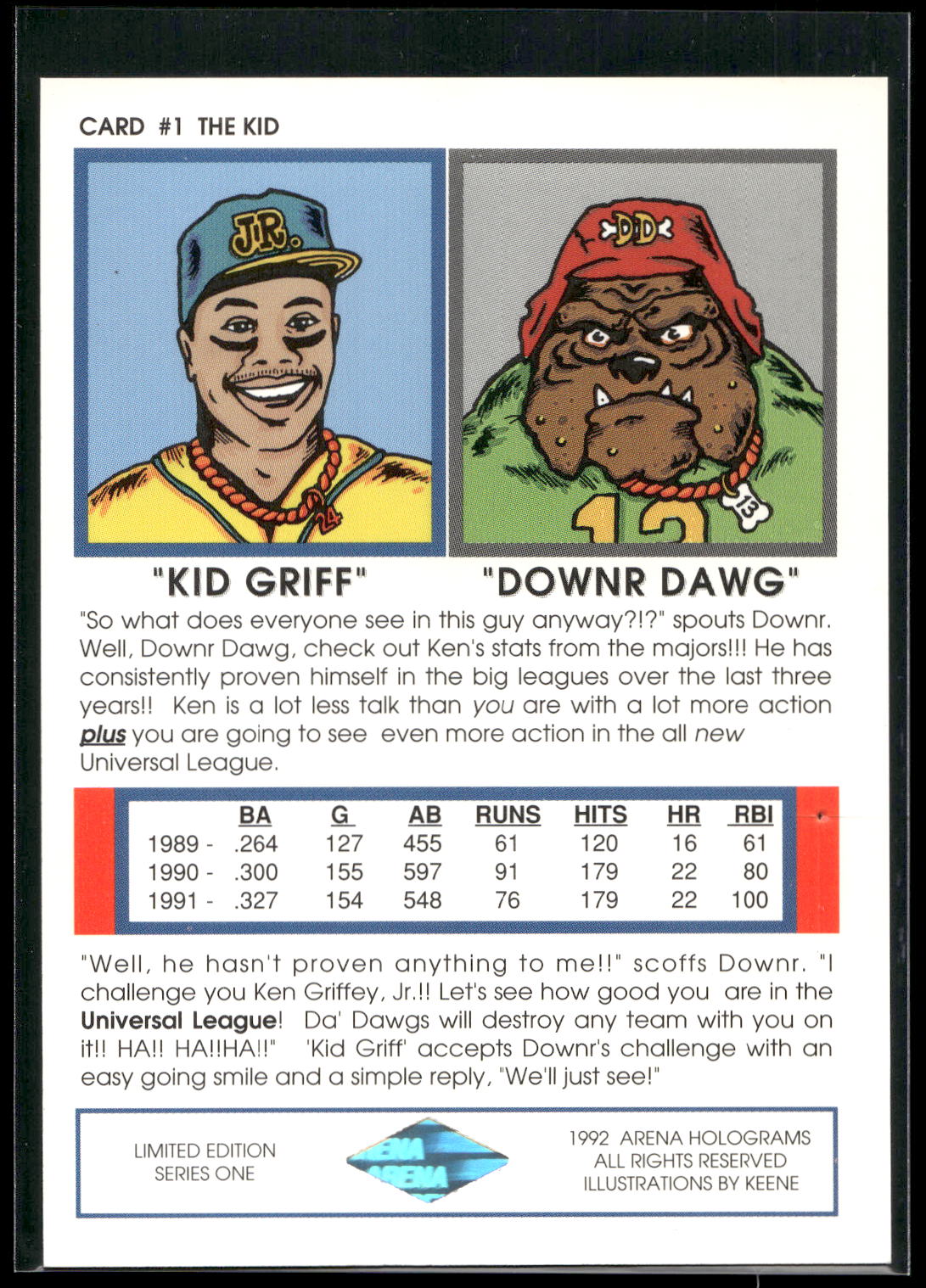 1992 Arena Kid Griff Holograms Silver #1 Ken Griffey Jr.