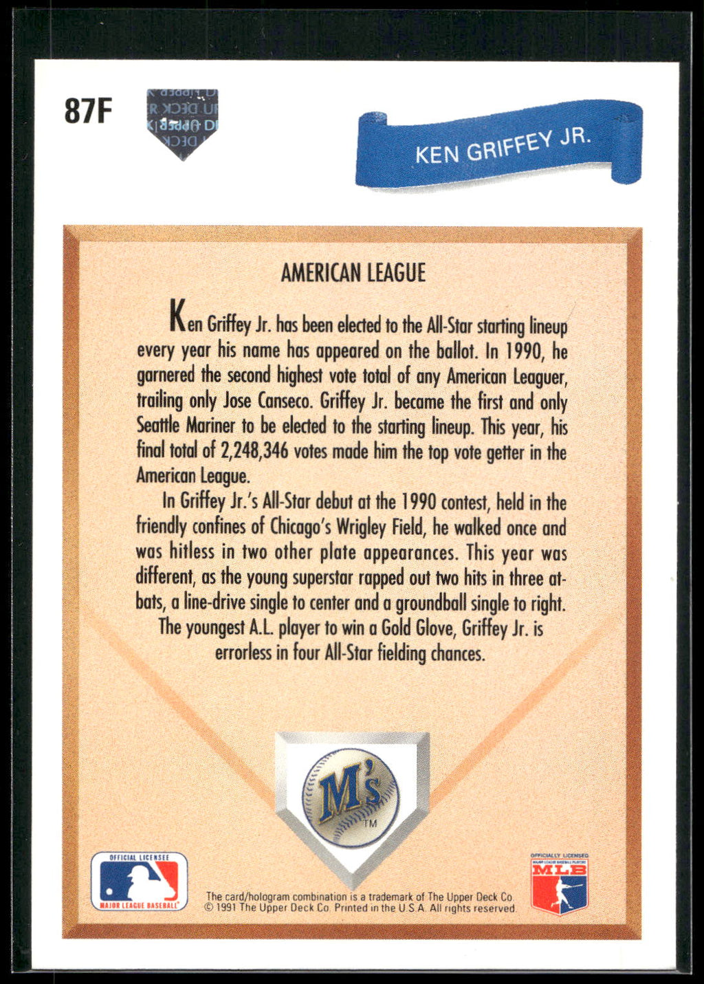 1991 Upper Deck Final Edition #87F Ken Griffey Jr.