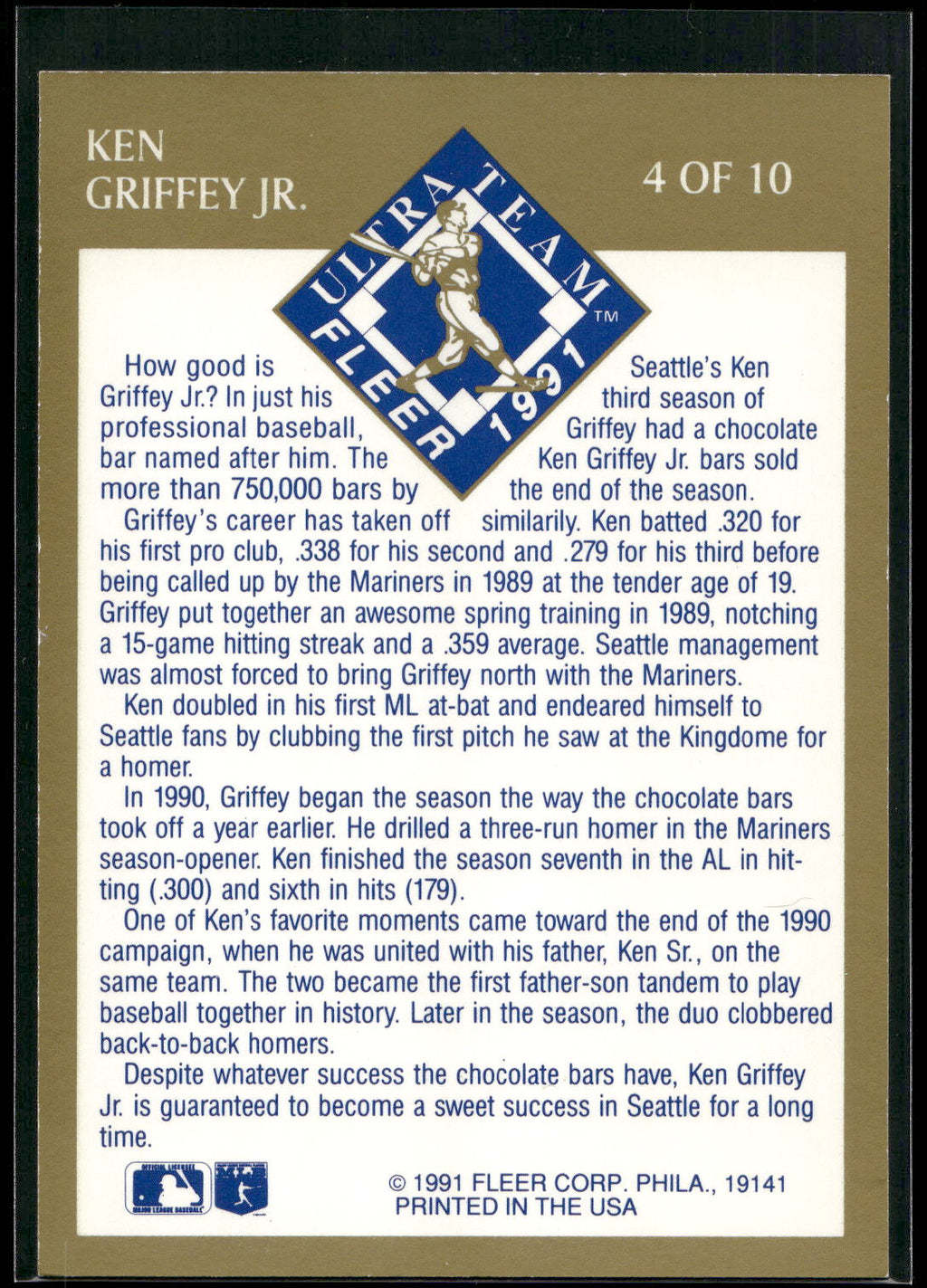1991 Ultra #4 Ken Griffey Jr. Ultra Team (Ultra Gold)