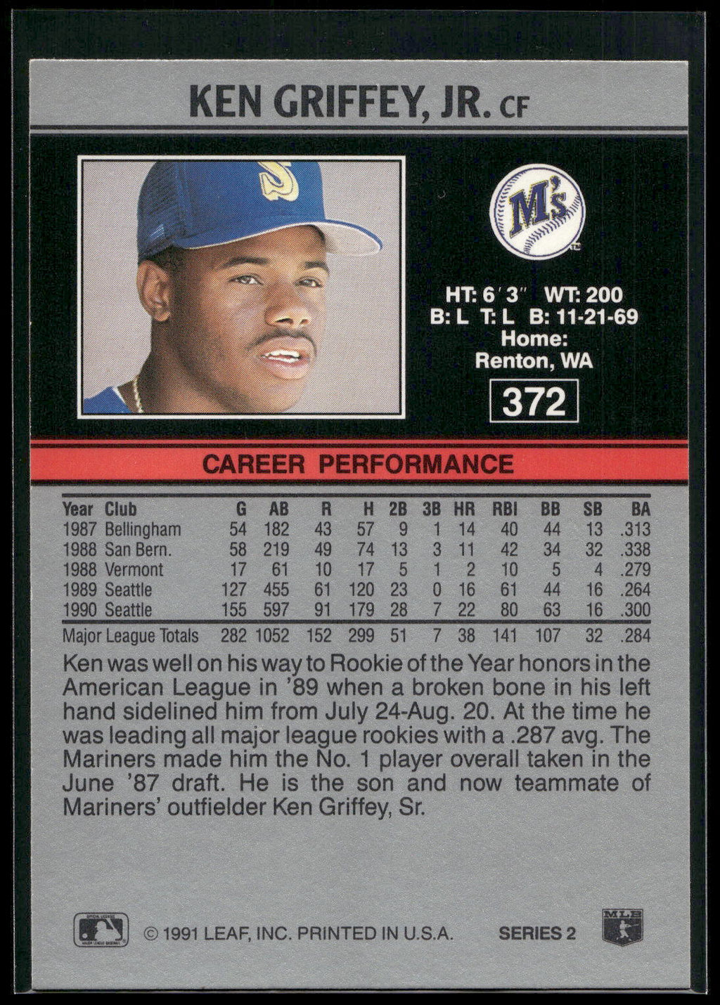 1991 Leaf #372 Ken Griffey, Jr.