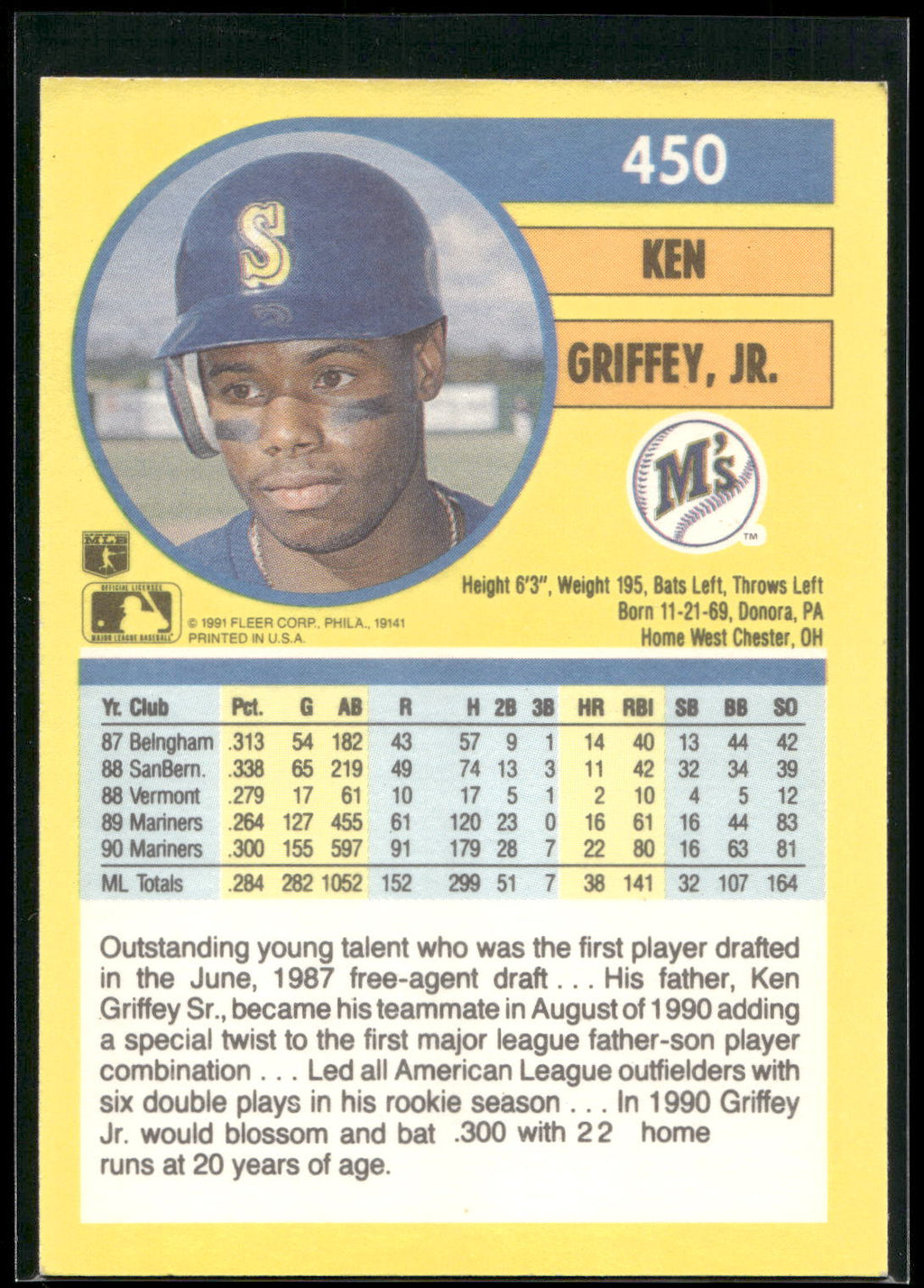 1991 Fleer #450 Ken Griffey, Jr.