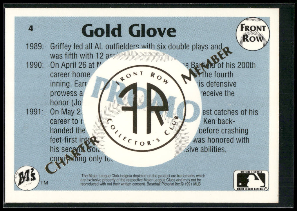 1991 Front Row Ken Griffey Jr. #4 Ken Griffey Jr. Charter Member Promos