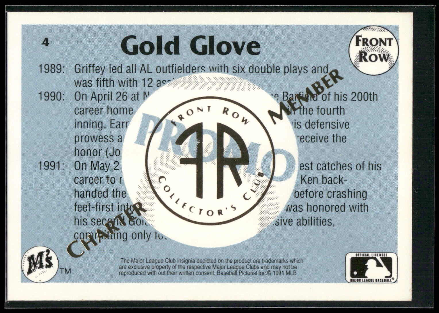1991 Front Row Ken Griffey Jr. #4 Ken Griffey Jr. Charter Member Promos