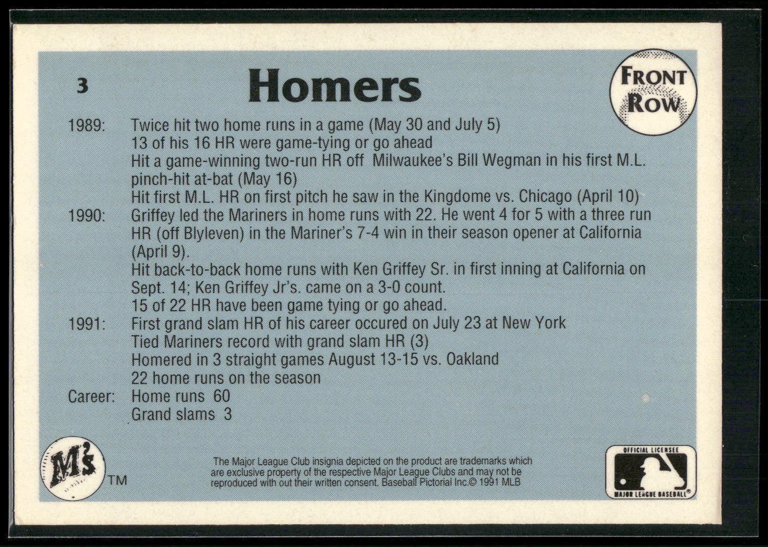 1991 Front Row Ken Griffey Jr. #3 Ken Griffey Jr.