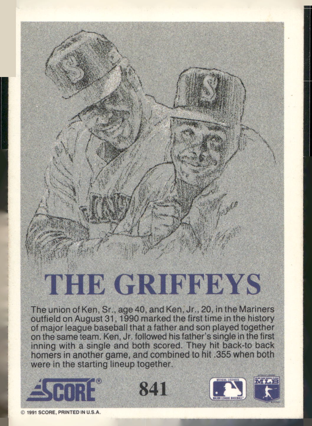 1991 Score #841 The Griffeys