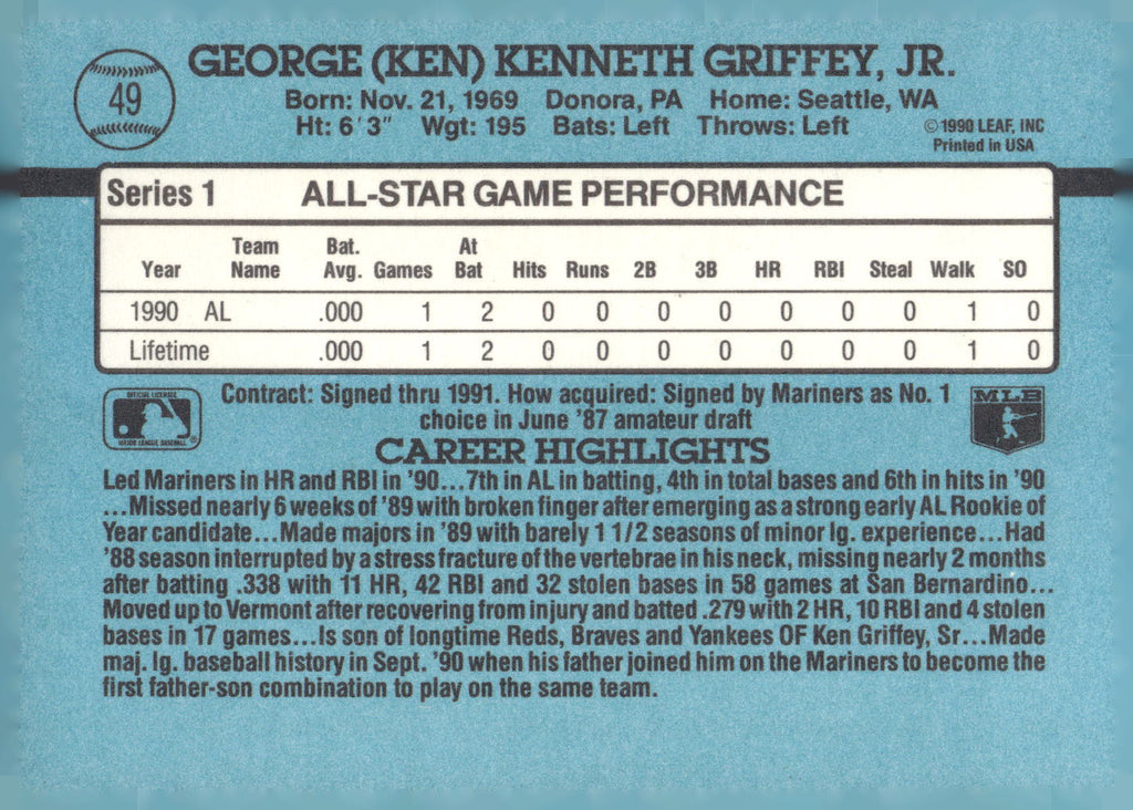 1991 Donruss #49 Ken Griffey Jr.