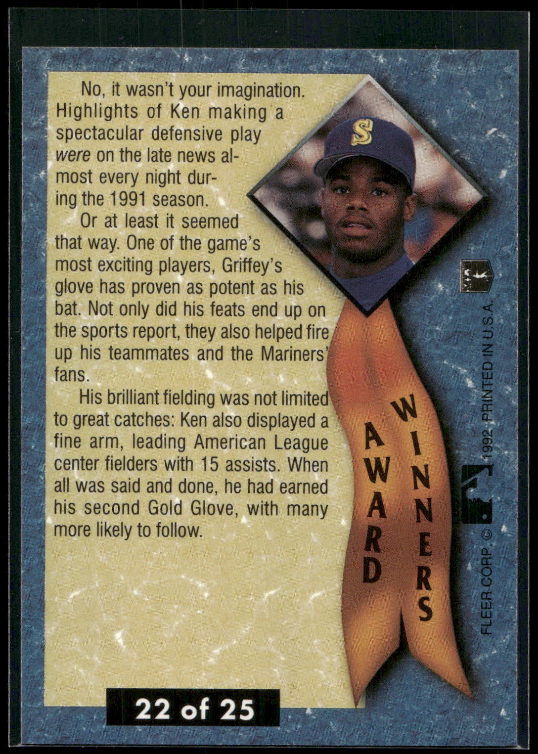 1992 Ultra #22 Ken Griffey, Jr. Award Winners