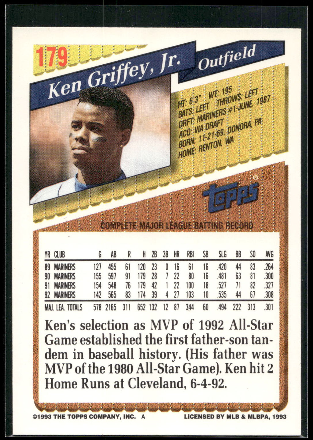 1993 Topps #179 Ken Griffey, Jr.