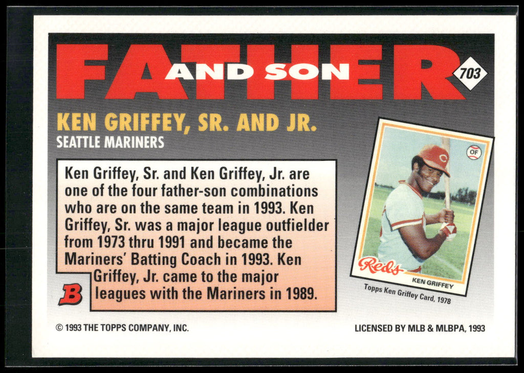 1993 Bowman #703 Ken Griffey / Ken Griffey, Jr. F&amp;S, FOIL