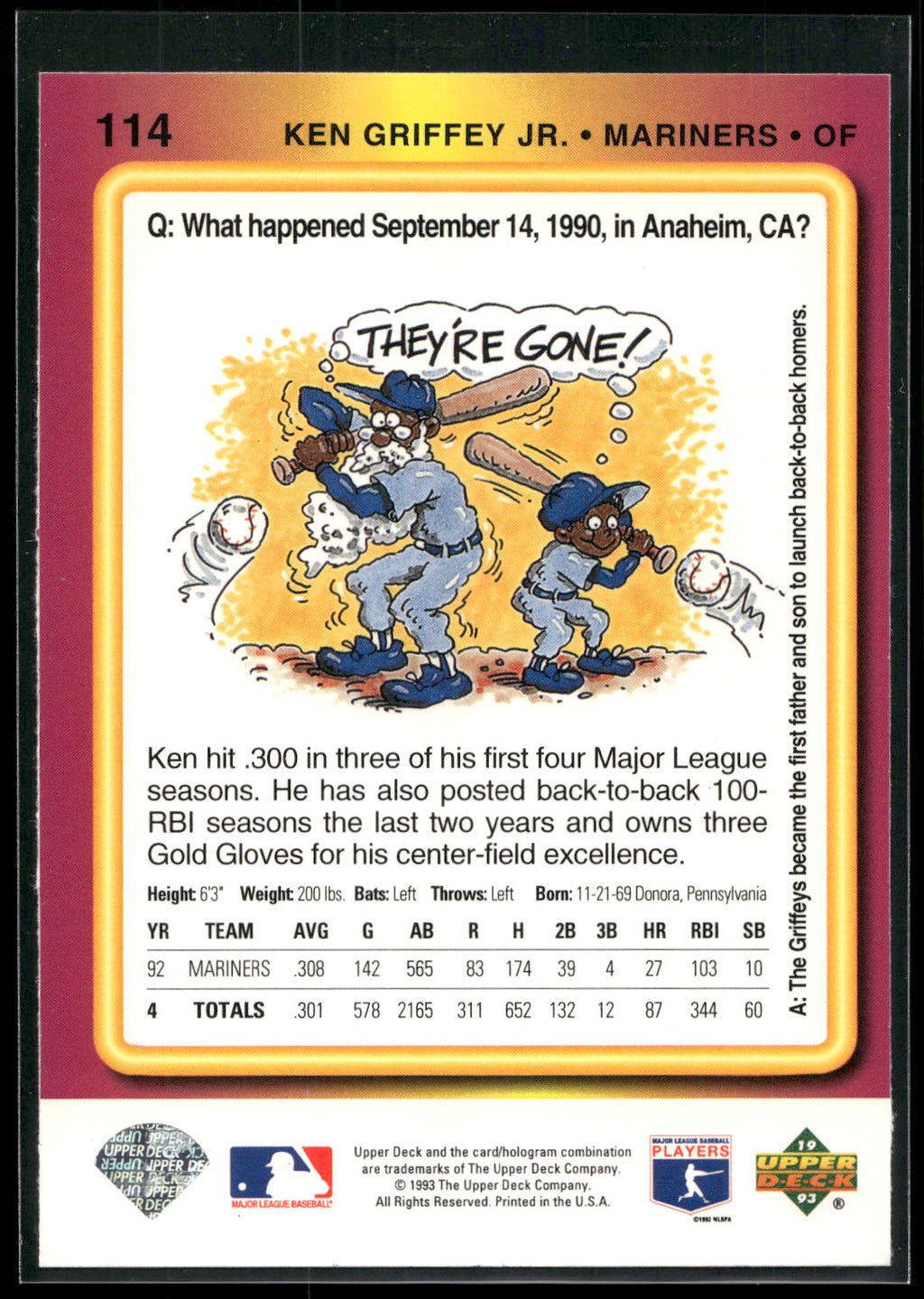 1993 Upper Deck Fun Pack #114 Ken Griffey Jr.