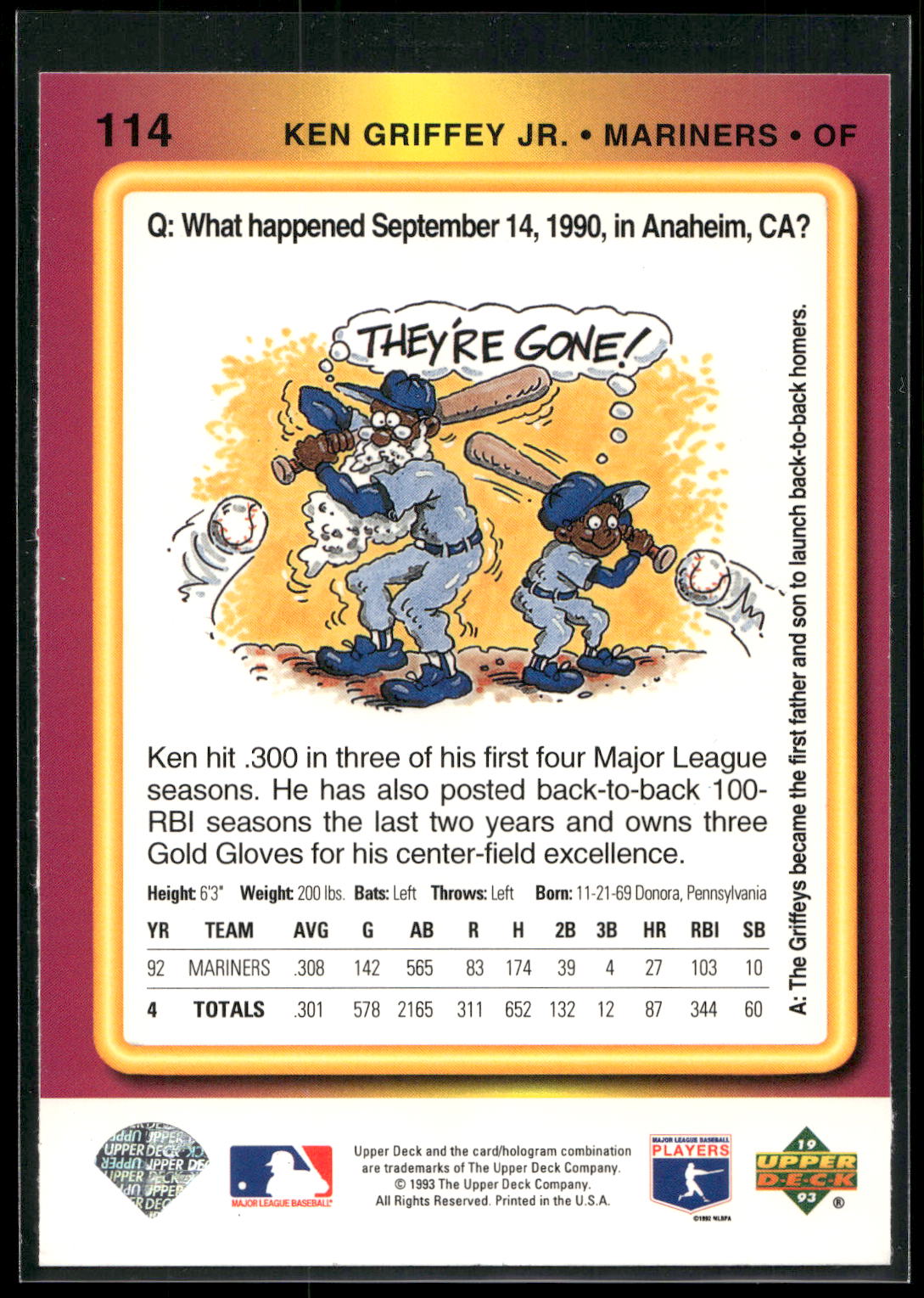 1993 Upper Deck Fun Pack #114 Ken Griffey Jr.