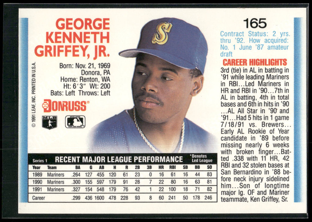 1992 Donruss #165b Ken Griffey, Jr.