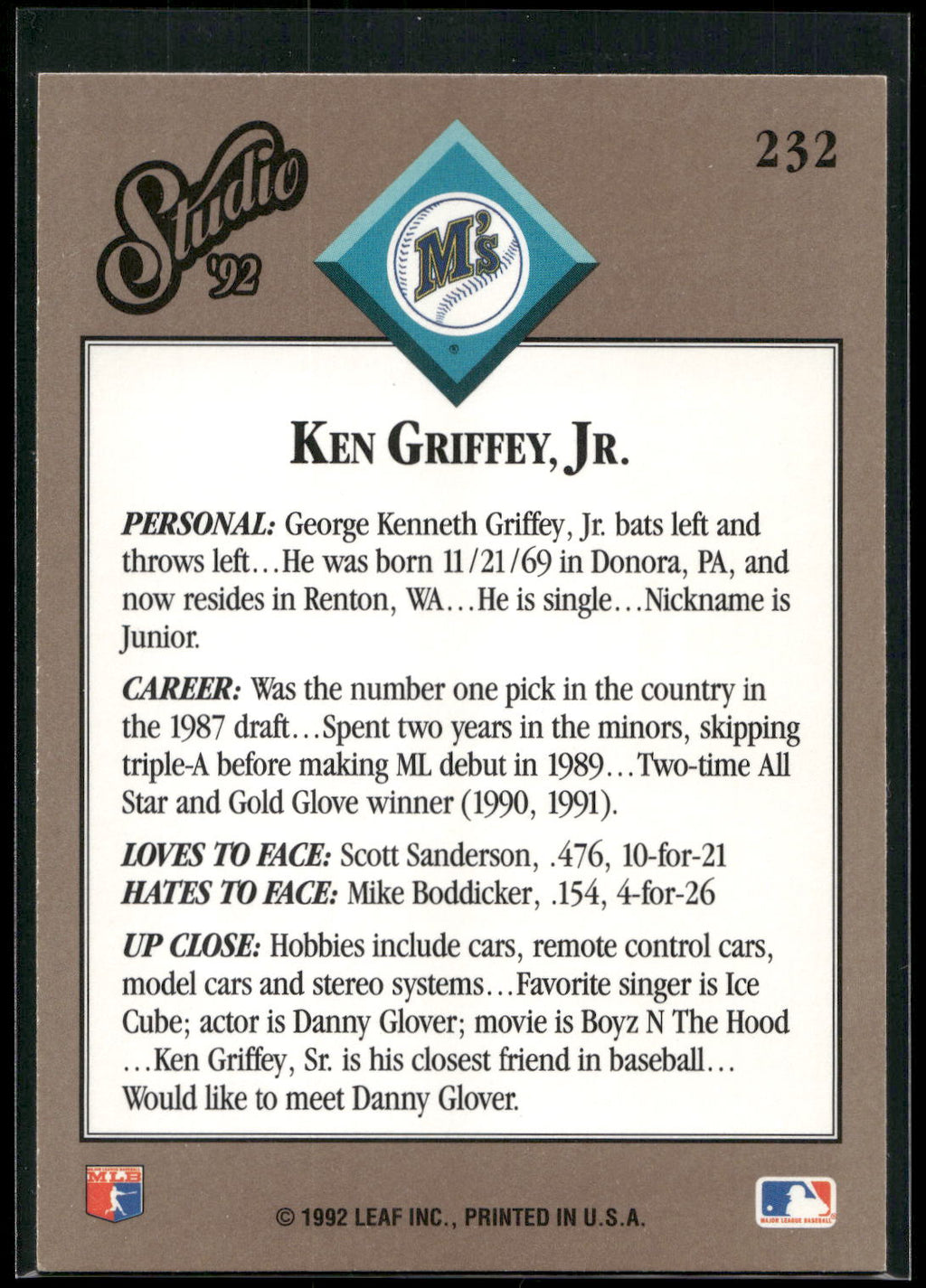 1992 Studio #232 Ken Griffey, Jr.