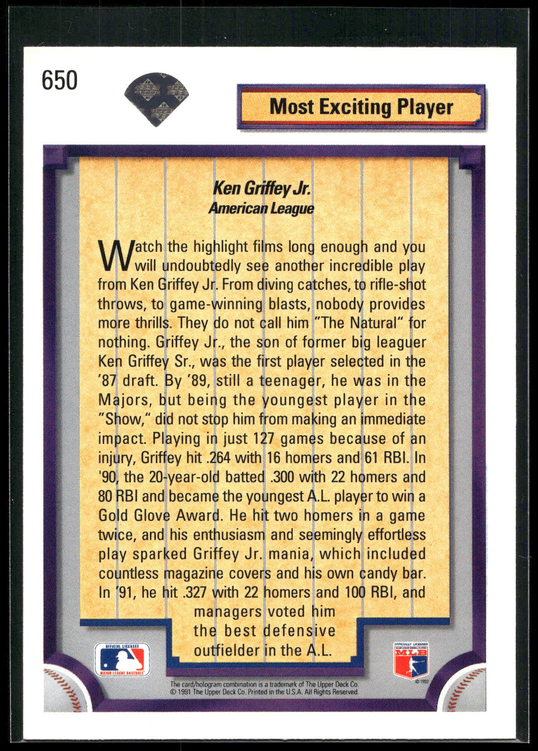 1992 Upper Deck #650 Ken Griffey Jr.