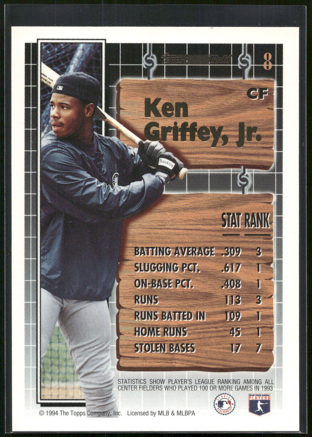 1994 Topps #8 Ken Griffey, Jr. Black Gold