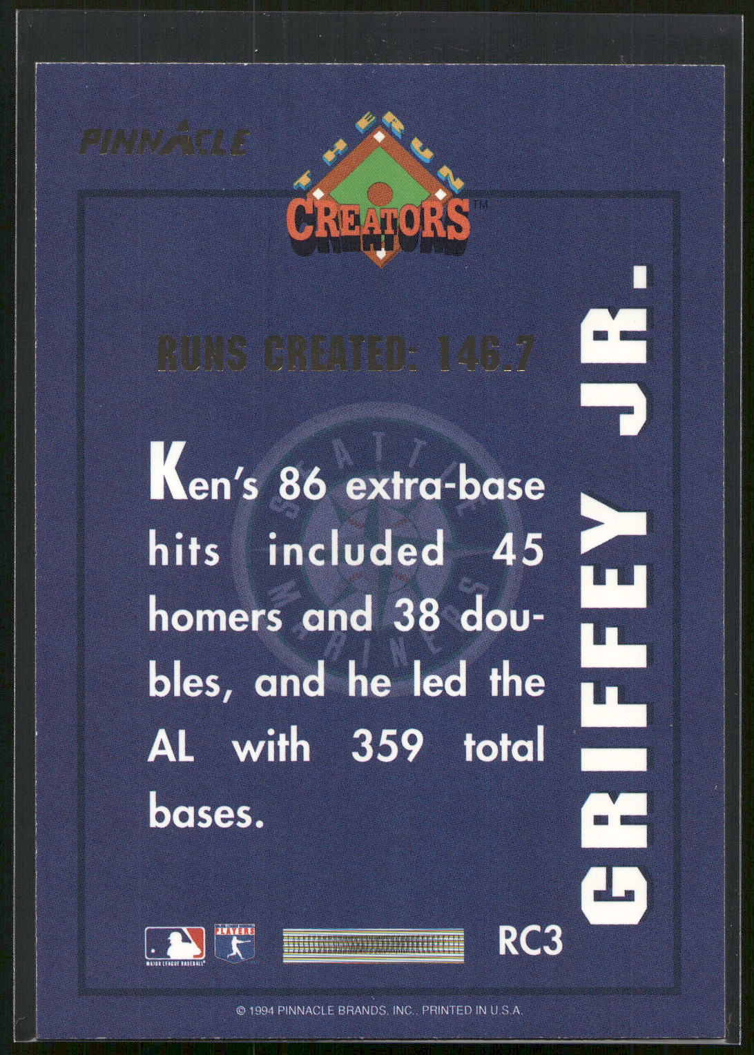 1994 Pinnacle #RC3 Ken Griffey Jr. Run Creators
