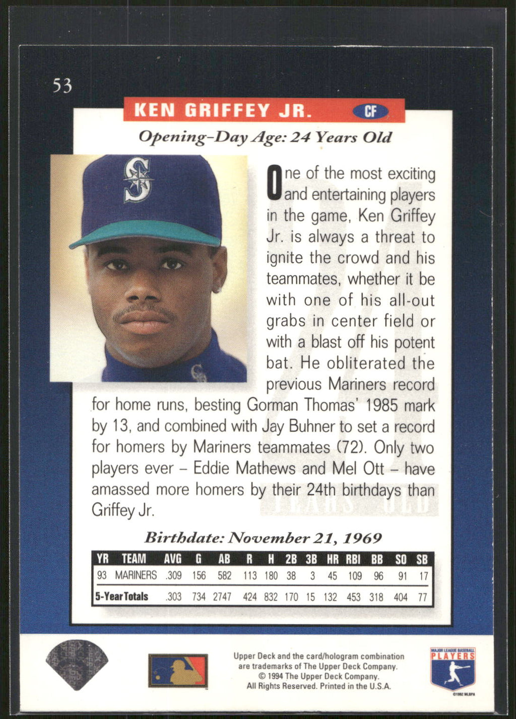 1994 Upper Deck #53 Ken Griffey Jr.