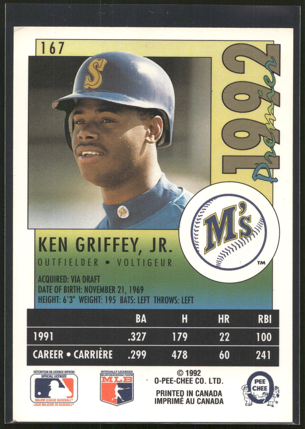 1992 O-Pee-Chee Premier #167 Ken Griffey, Jr.