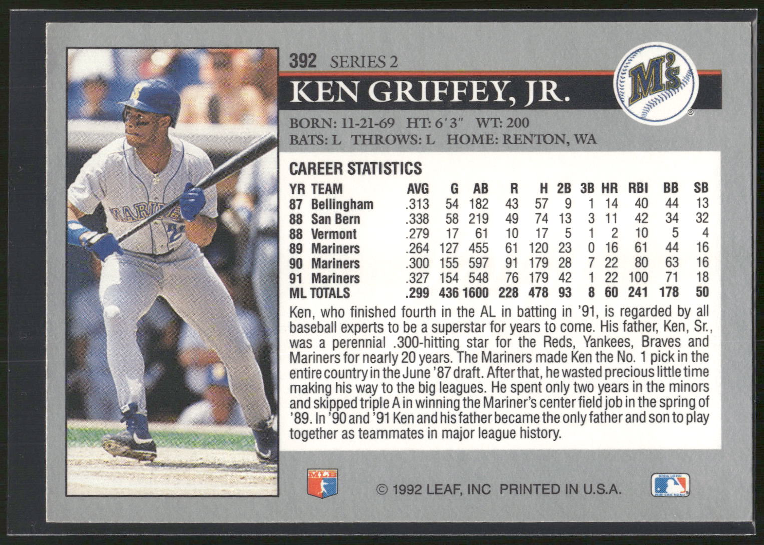 1992 Leaf #392 Ken Griffey Jr.