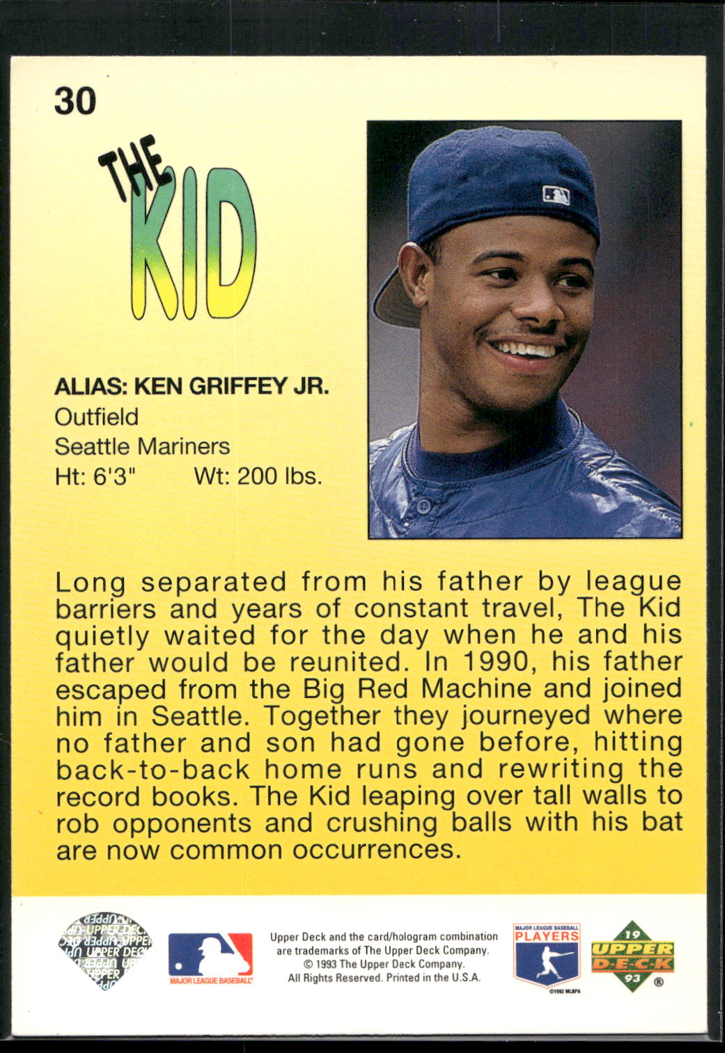 1993 Upper Deck Fun Pack #30 The Kid HERO