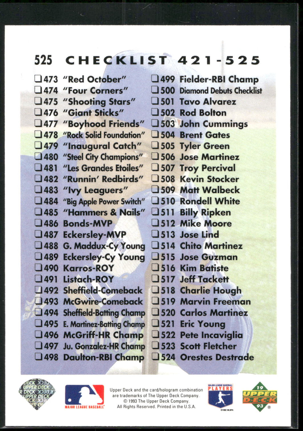 1993 Upper Deck #525 Ken Griffey Jr.