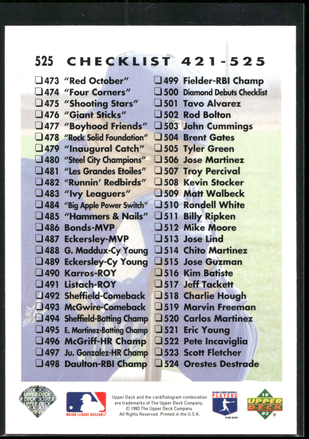 1993 Upper Deck #525 Ken Griffey Jr.